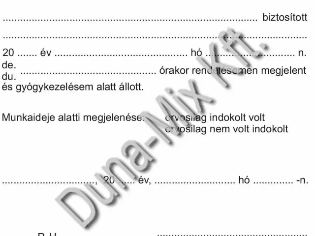 Orvosi igazolás (táppénzre nem jogosít)